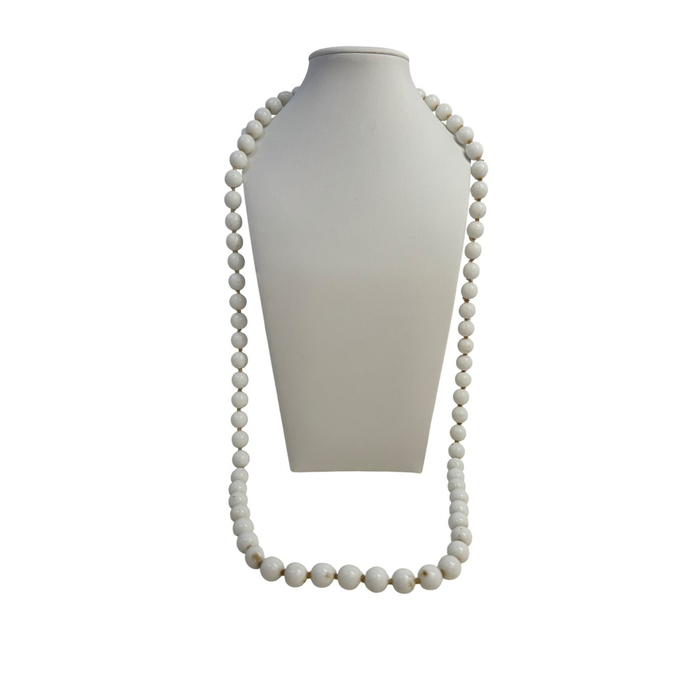 Chunky White Agate Gemstone Necklace Vintage Clasp‎ Statement Jewelry Boho